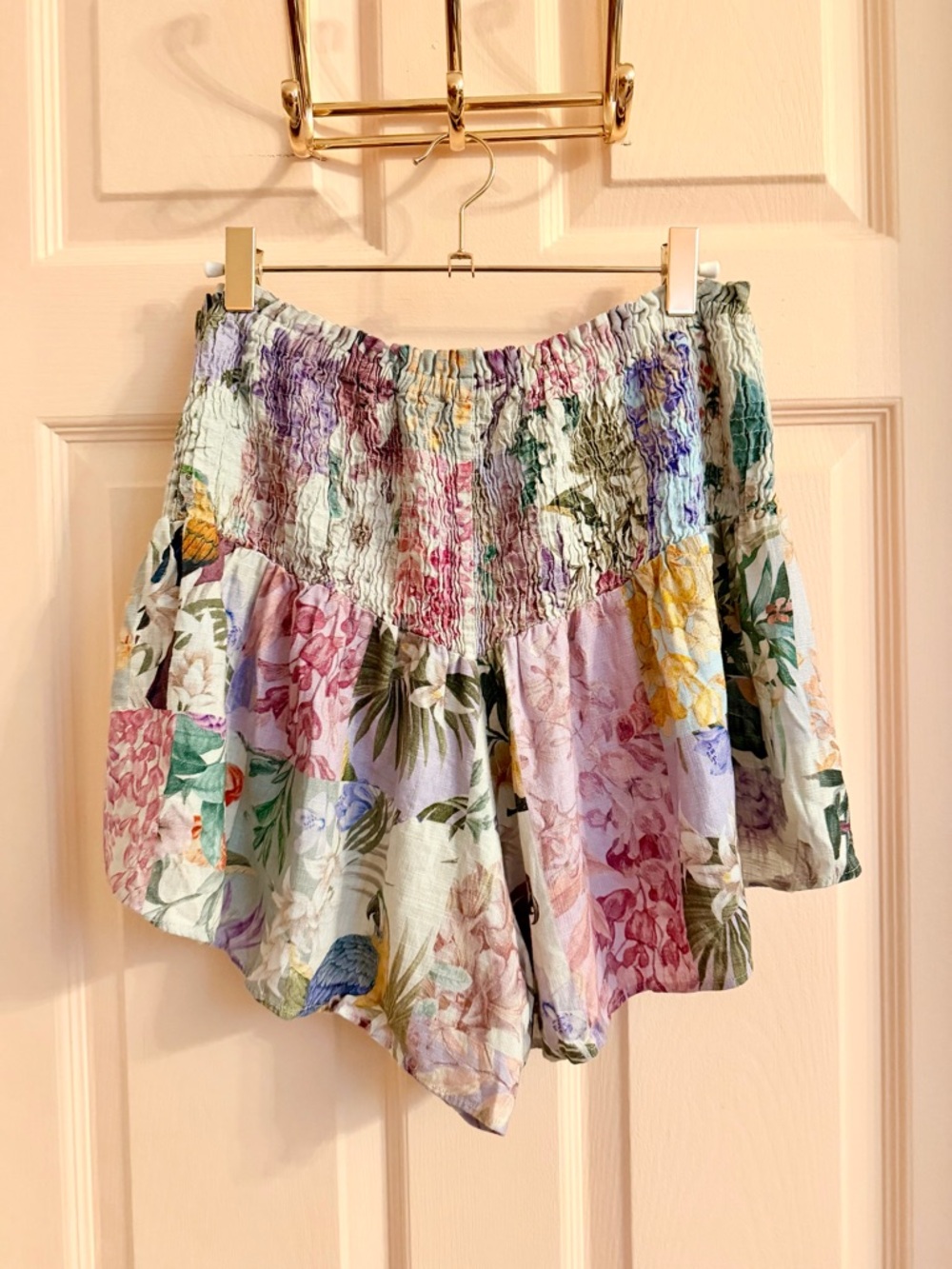 Zara Multicolor Floral Smocked High-Rise Shorts - Picture 4 of 4